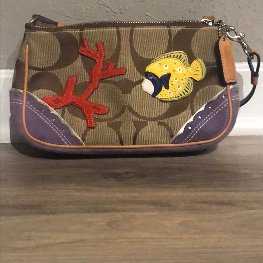 Rare vintage Coach fish and coral purse